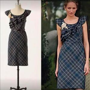 Anthropologie Floreat Blue Tweed Dress